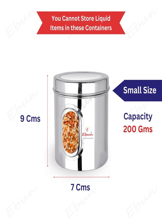 Ebun Stainless Steel See Through Small Containers | Small Containers with Capacity 200 Grams | Pack of 6 Pcs Combo, Silver - Image 3